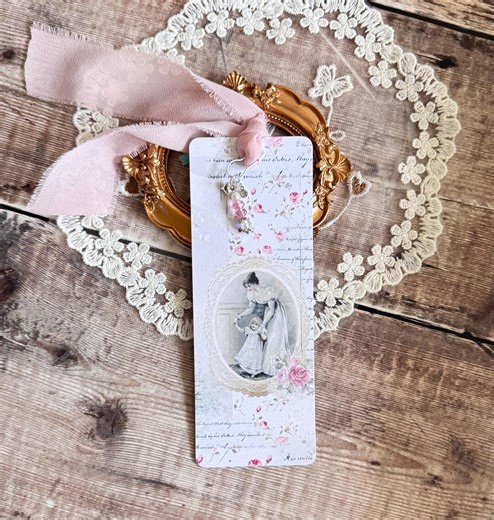 Handmade Shabby Chic Bookmark - Mother and Daughter - Gift - Books - Etsy