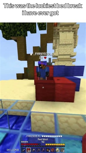 The luckiest fbf bed break ever #minecraft #bedwars #fireball #minemen #shorts