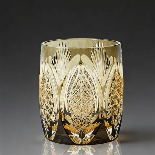 Handcrafted Lead-free Crystal Amber Gold Ornate Whiskey Glass | Luxurious Gift for Him, Birthday, Whiskey Lover, Barware - Etsy