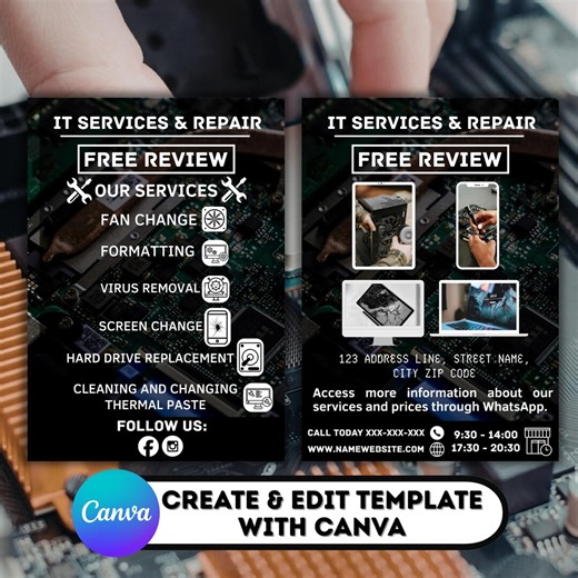 IT Services and Repair Flyer/editable Canva Computer & Phone Template/a4 Tablet Repair Poster/diy Universal Tech Support Ad/repair Computer - Etsy
