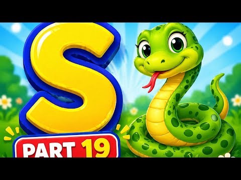 Tracing Letter S for Kids | Learn S with Snake 🐍 | ABC Writing Practice | Part 19