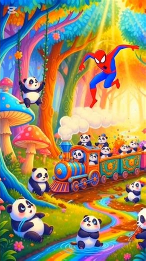 Spider-Man Saves the Panda Train! 🐼🚂#cartoon #spiderman #shorts