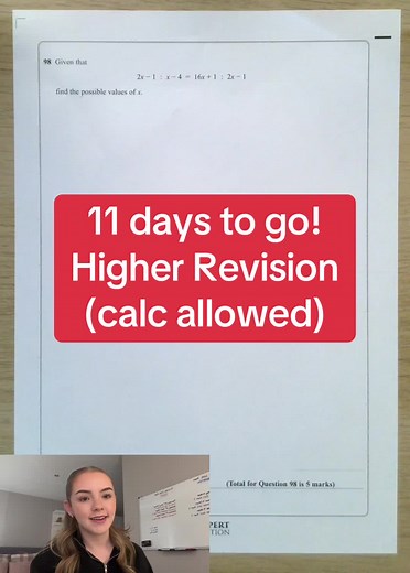 11 days to go! Higher Revision - calc allowed. Algebraic ratio #gcse #math