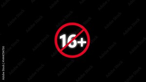16 Plus Prohibited Sign – Green Circle with Slash Over 16+ Symbol Representing Age Restriction, Warning, No Entry, or Limit Icon for Digital Safety or Content Guidelines 4k animation video.