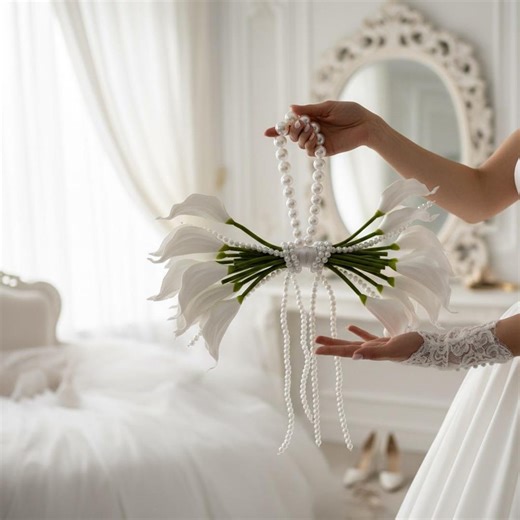 Bridal Calla Lily Bouquet, Handbag-style Faux Flowers, Elegant Wedding Bouquet - Etsy