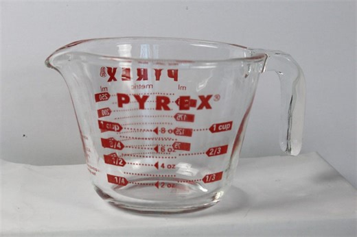 Vintage 1 Cup Glass Pyrex Measuring Cup With L Shaped Handle Metric & Ounces Corning - Etsy
