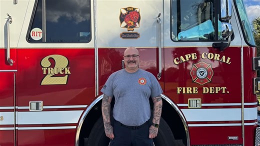 Congratulations to Firefighter Frank Conner who took his final ride home Monday after 17 years of dedicated service to the Cape Coral Fire Department and the Cape Coral community. Prior to his time with the CCFD, Frank served in the Marine Corps for four years where he was assigned to Aircraft Rescue and Firefighting…beginning his career in the fire service! When Frank arrived home, he was greeted by two Marines who officially relieved him of duty. In addition, Monday was Frank’s 50th birthday! 