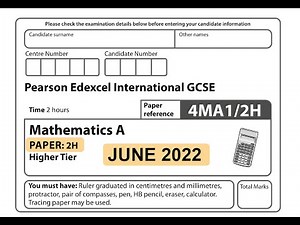 IGCSE Mathematics June 2022 - 4MA1/2H