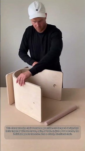 Flat-Pack Wooden Chair Assembles in Seconds Without Screws