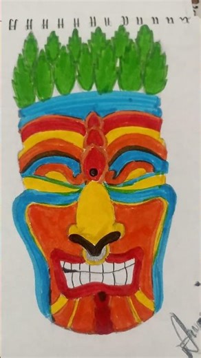 cultural mask drawing #traditional art form#viral #drawing #foryou #trend