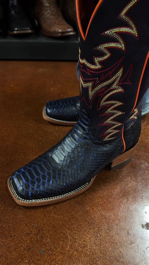 Stylish Blue Exotic Python Boots Available Now