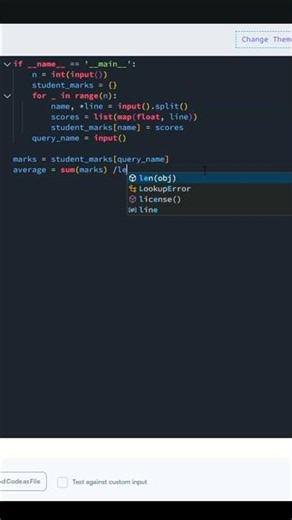 Finding the percentage - HackerRank Python Solution