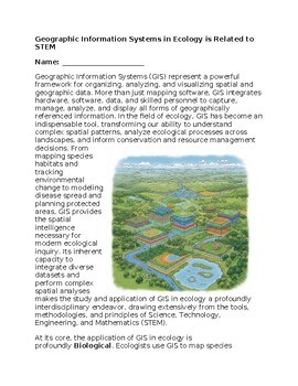 GIS Geographic Information Systems & STEM - No Prep - Worksheet - 100% Editable