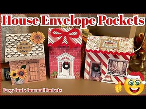 CHRISTMAS LITTLE HOUSE ENVELOPE POCKETS FOR JUNK JOURNALS | GREAT CRAFT FAIR IDEA