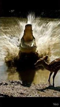 #Baby Deer Escapes Crocodile Attack 😱 | Unbelievable Survival Moment#shorts