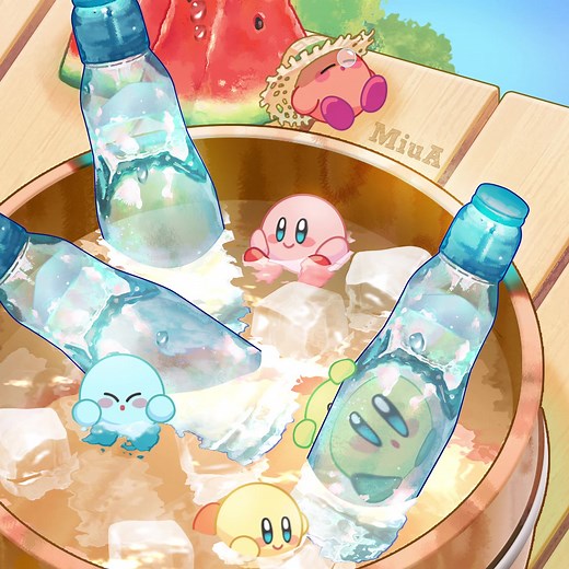 Cute Kirby Summer Wallpaper for Animation Lovers