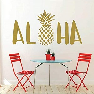 Aloha Wall Decal Sticker With Hawaiian Pineapple Design - Pineapple Decor - Vinyl Art Decoration