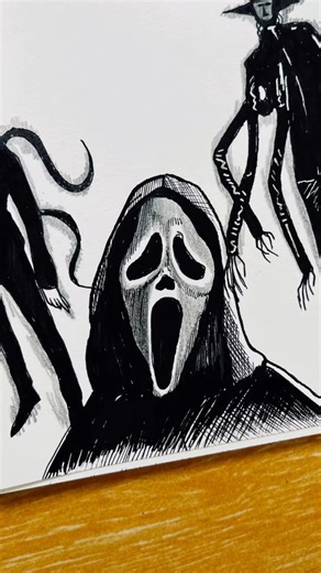 Drawing Horror character 👻 Ghost Face Hollowen #drawing #holloween #creepy #scary