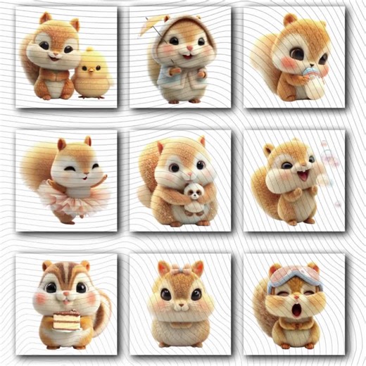 20 Quirky Squirrel Clipart Set | Funny Characters PNG Transparent Background| 300DPI - Etsy
