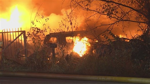 Massive warehouse fire erupts on Liberty Road in northeast Houston