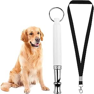 Dog Whistle to Stop Barking, Adjustable Ultrasonic Silent Dog Whistle with Lanyard, Professional Dog Recall Training Whistles Control Neighbors Dog to Stop Dog Attack (White)