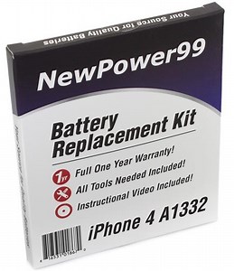 Apple iPhone 4 A1332 Battery Replacement Kit with Tools, Video Instructions and Extended Life Battery