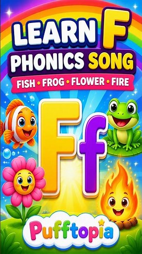 The Letter F Song for Kids 🐟🐸🌸🔥 | Learn Letter F & Phonics | Pufftopia #cocomelon #kids #education