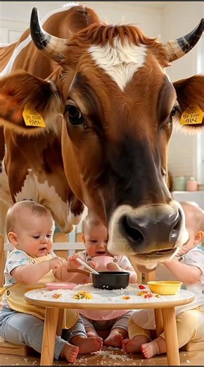 Cutebaby Funny Babies Meet Silly Cow 😂 #FunnyBaby #FunnyCow #CuteMoments