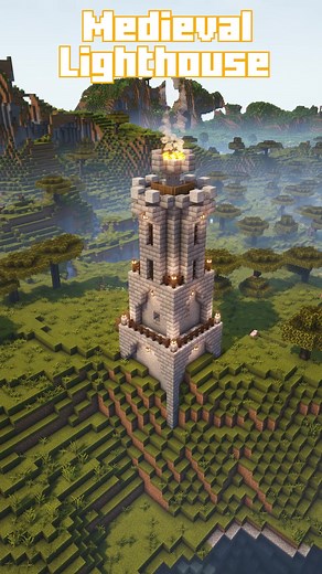 Medieval Lighthouse | Maps in first comment | #teamminecraftbuild #tutorial #build #foryoupage #minecraft #tuto #lighthouse #foryou