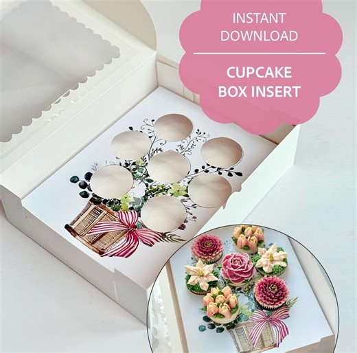 Basket Ribbon Cupcake Box Insert - Printable A3 Template - Etsy