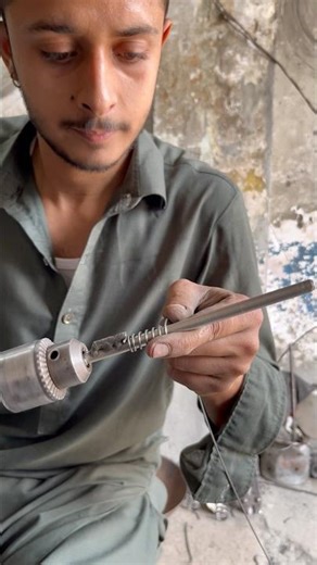 Old School Drill Machine Spring Making | Simple Iron Wire Coil – Satisfying DIY Process #shorts