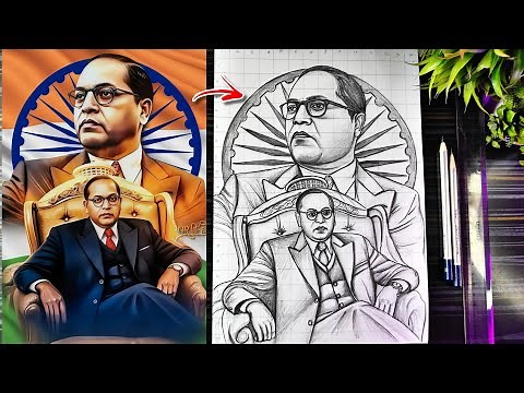 BR Ambedkar Drawing, National Constitution Day Drawing, Dr Babasaheb Ambedkar Drawing Step By Step
