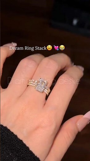 Dream Ring Stack😫💘 Radiant Cut Diamond Engagement Ring + Wedding Band #ringstack