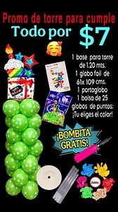¡Por solo $7.00 te llevas todo para armar esta increíble torre de globos! Haz tú pedido 7802 3224. | Variedades Leticia Lorena