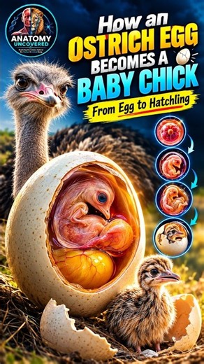 How an Ostrich Egg Becomes a Baby Chick 🥚 | From Egg to Hatchling #aianimation