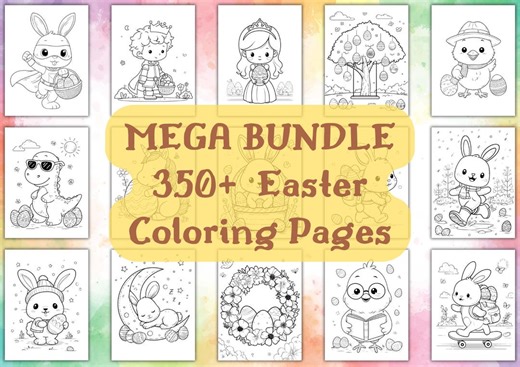 350  Easter Coloring Pages Bundle – Printable PDF for Kids, Bunnies, Eggs & Fun Activities - Etsy