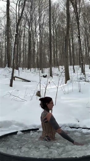 Goodbye cold plunge, hello stinky warm water #forest #snowfall