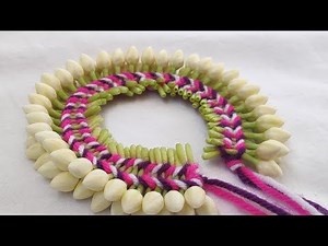 Multi color thread using string nanthiyavattan flower in one side. || Easy flower string method.