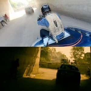 The director of Chris Hemsworth's new movie strapped himself to the hood of a moving car to perfectly capture this chase scene . 🔃 @netflixfilm | Cinematography