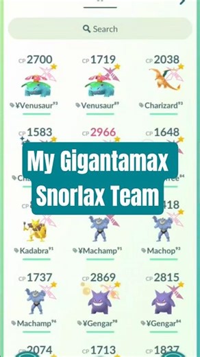 my gigantamax Snorlax team | #pokemon #pokemongo #gigantamax #gmax