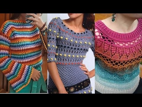 Artistic Crochet Blouse with Colorful Threads and Handcrafted Texture