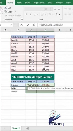 VLOOKUP with Multiple Columns in Excel – Easy Formula Trick #excel #vlookup #exceltips