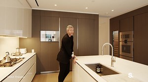 520 West 28th Street, 27 • $9,495,000 – Designer finishes and modern elegance abound in this stunning 4-bedroom, 4.5-bathroom condo at 520 West 28th by Zaha Hadid. Contemporary curves blend with sleek lines in a sprawling 3,840-square-foot layout with a private balcony and picturesque Chelsea views. A private storage unit and parking space is included with the home. – The home begins with an expansive great room spanning over 42 feet long. A wall of floor-to-ceiling windows with custom shades an