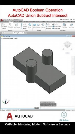 AutoCAD Boolean Operation | AutoCAD Union Subtract Intersect #AutoCADBoolean #autocad3dmodeling