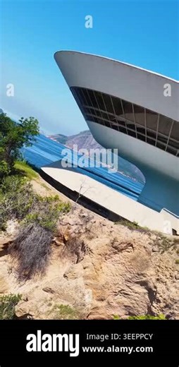 Contemporary Art Museum Of Niteroi In Niteroi In Rio De Janeiro Brazil. Futuristic Building. Downtown District. Boa Viagem Beach. Contemporary Art Museum Of Niteroi In Rio De Janeiro Brazil Stock Video Footage - Alamy