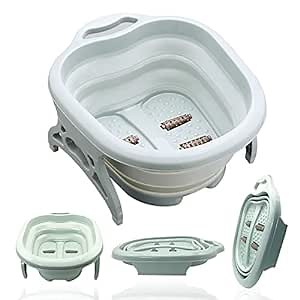 Foot SPA Bath Tub Foot Soak Bath Tub with Massaging Rollers Spa Basin for Soaking Stress Relief Portable Collapsible Foot Massage Bucket Folding Foot Spa Collapsible, Large blue