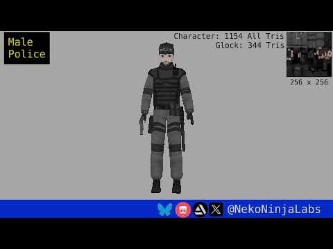 PSX Low Poly Character: Male Police #3dart #3dmodeling #lowpoly #psx #ps1 #indiedev #gamedev