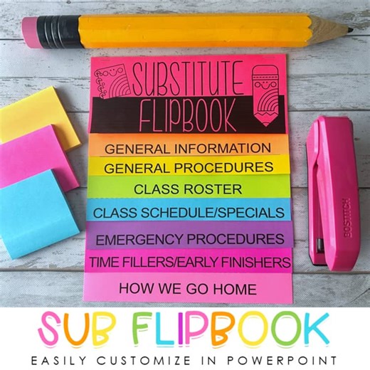 Substitute Teacher Flipbook Handbook - Substitute Binder - Editable