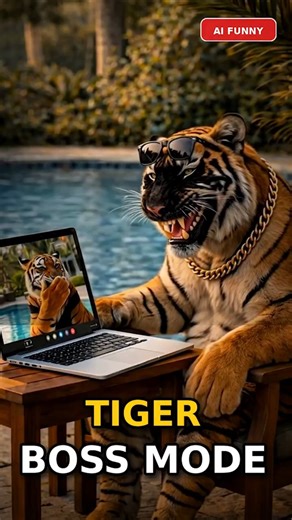 AI Tiger Pool Boss Mode 😂🐯 | Funny Animal Short #shorts