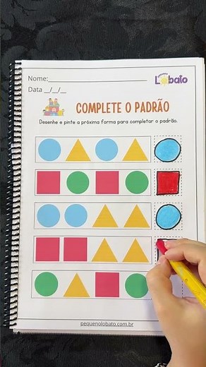 Atividade de Sequência Repetitiva com Formas e Cores para 1º Ano | Pequeno Lobato